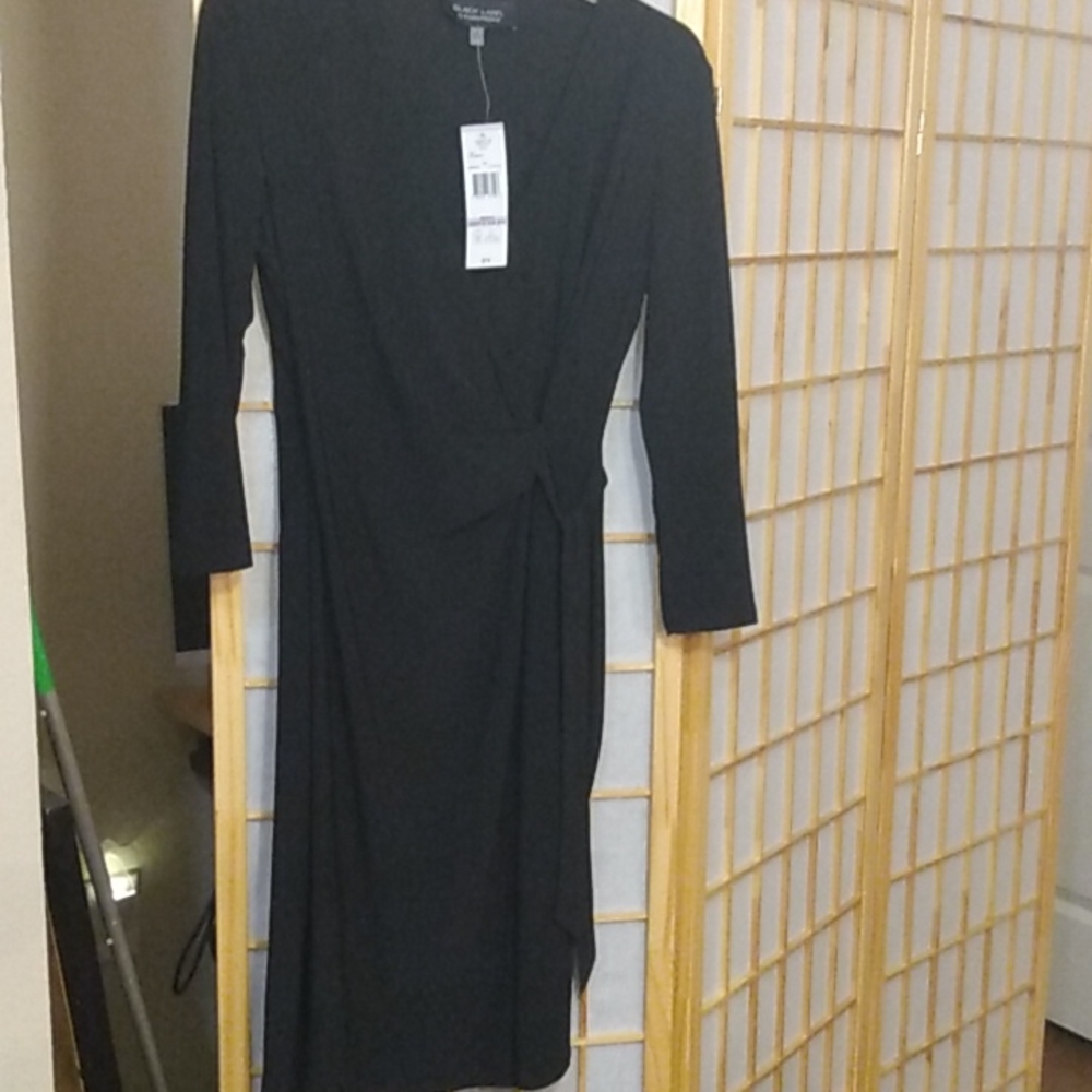 Faux wrap dress. Perfectly suited for petite frame.